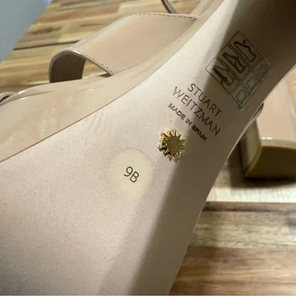 Stuart Weitzman Miami Patent Leather Adobe Nude Strappy Platform Sandals Size 9 - Picture 10 of 10